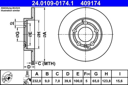 Brake disc ate 0109 - ate, 24.0109-0174.1