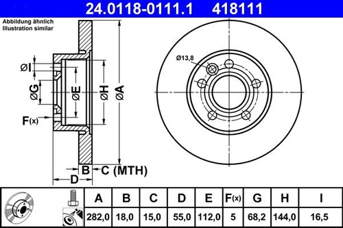 Brake disc ate 0118 0111 - disc, 24.0118-0111.1