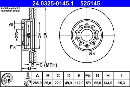 Brake disc ate 0325 - brake, 24.0325-0145.1