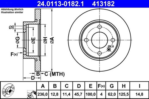Brake disc ate 0113 0182 - disc, 24.0113-0182.1