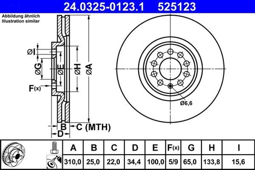 Brake disc ate 0325 0123 - brake,