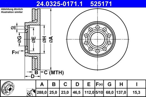 Brake disc ate 0325 - disc, 24.0325-0171.1