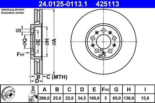 Brake disc ate 0125 - disc,