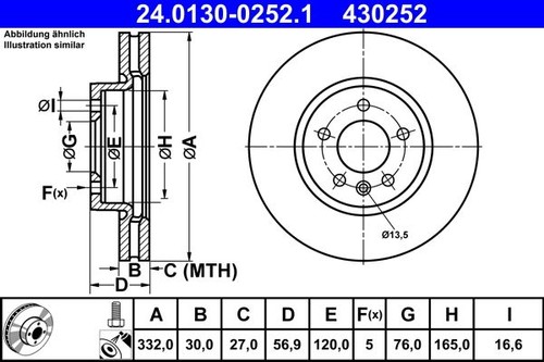 Brake disc ate 0130 - disc, 24.0130-0252.1