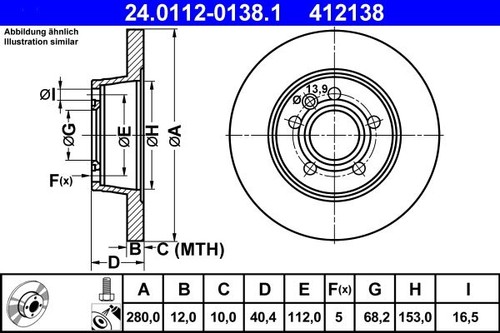 Brake disc ate - disc, 24.0112-0138.1
