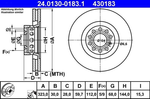 Brake disc ate 0130 0183 - brake,