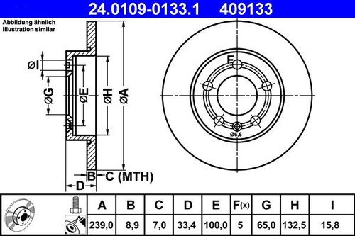 Brake disc ate 0109 0133 - disc,