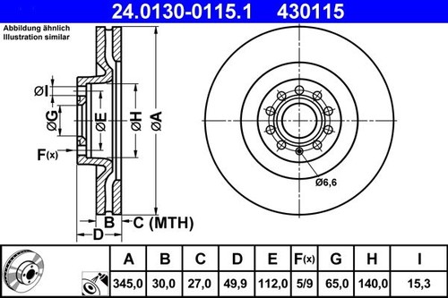 Brake disc ate 0130 - brake,