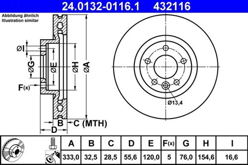 Brake disc ate 0132 0116 - brake,